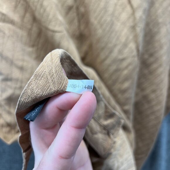 Jhane Barnes Shirt Mens XL Khaki Button Down Tan Beige Silk Linen Dress Pocket - Picture 10 of 11